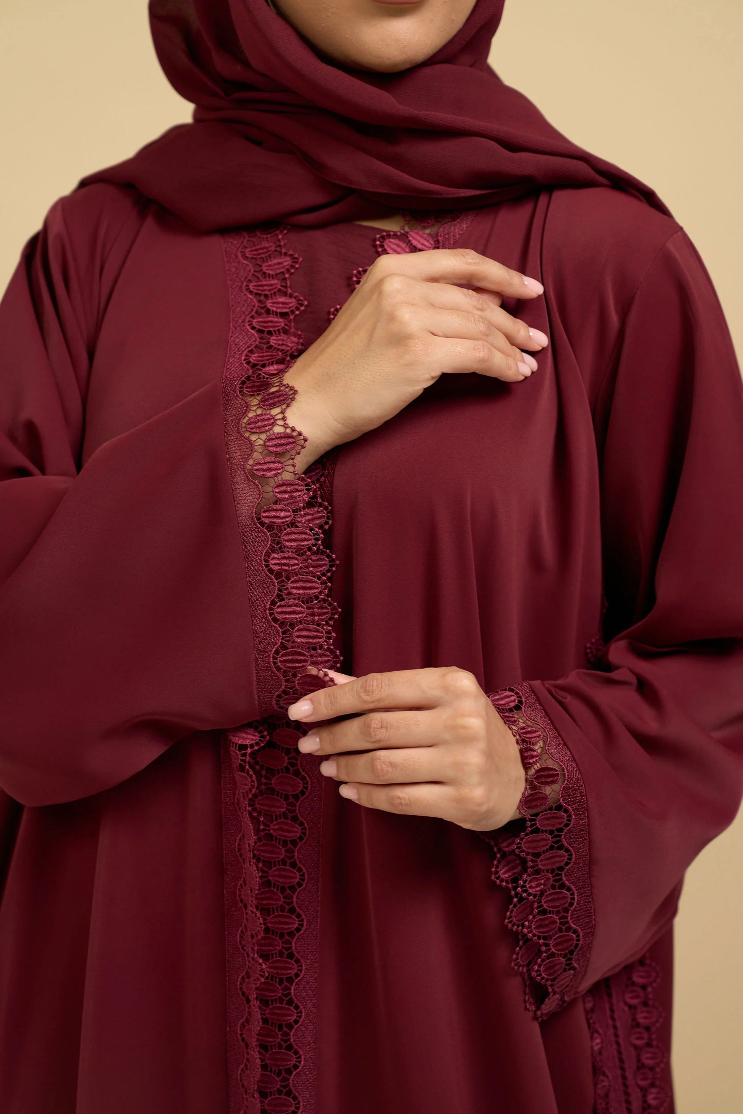 Crimson Elegance Abaya