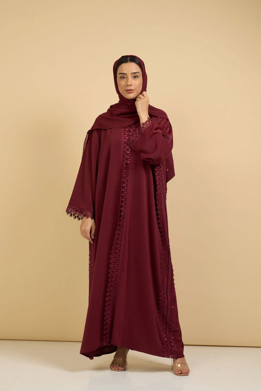 Crimson Elegance Abaya