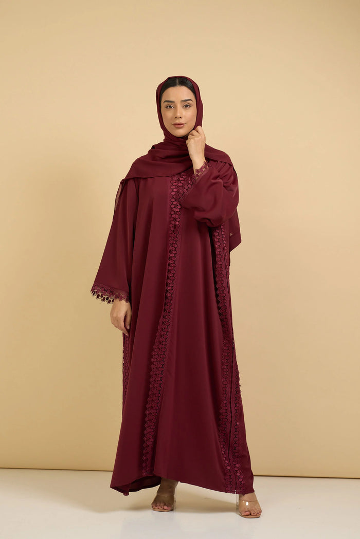 Crimson Elegance Abaya