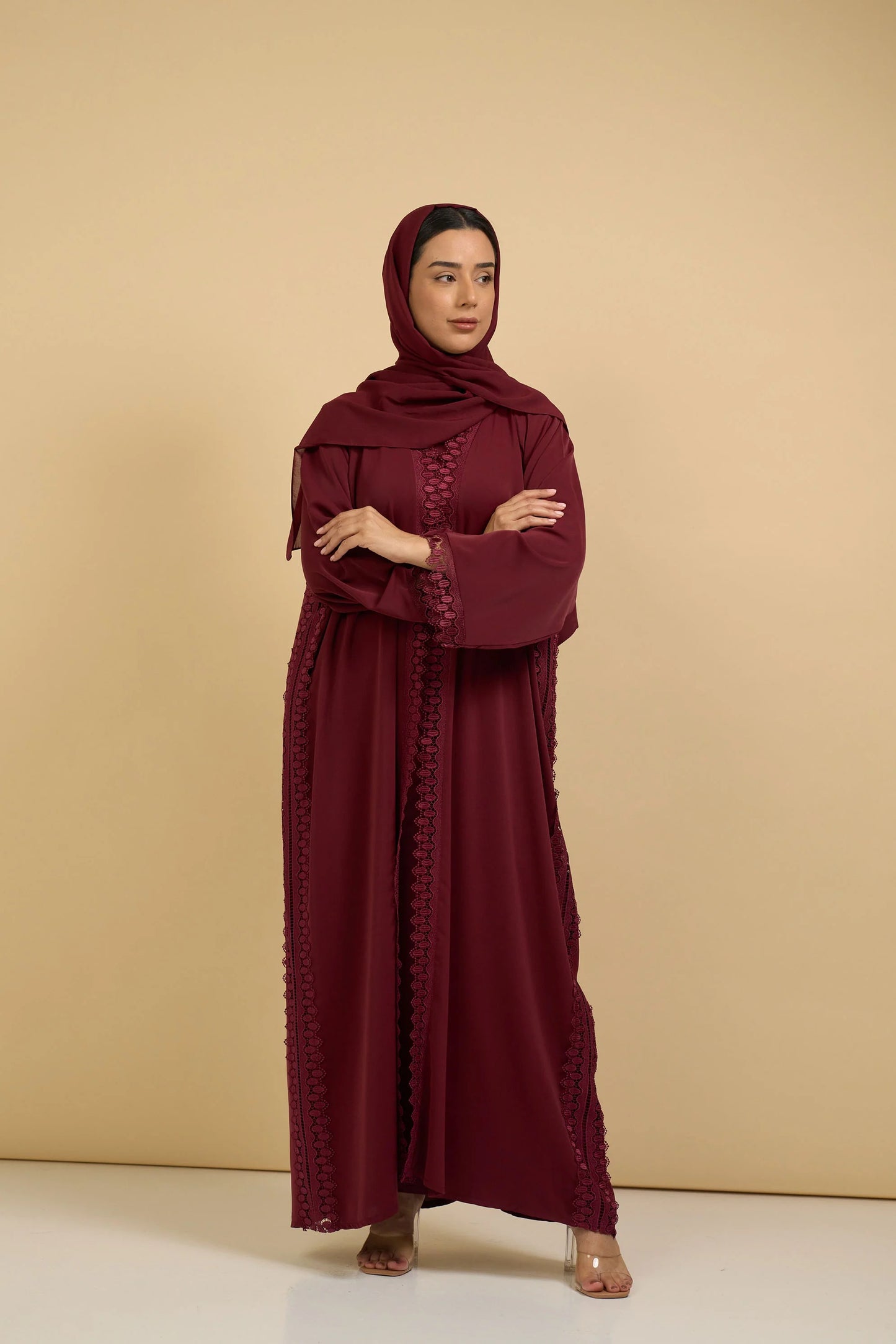 Crimson Elegance Abaya