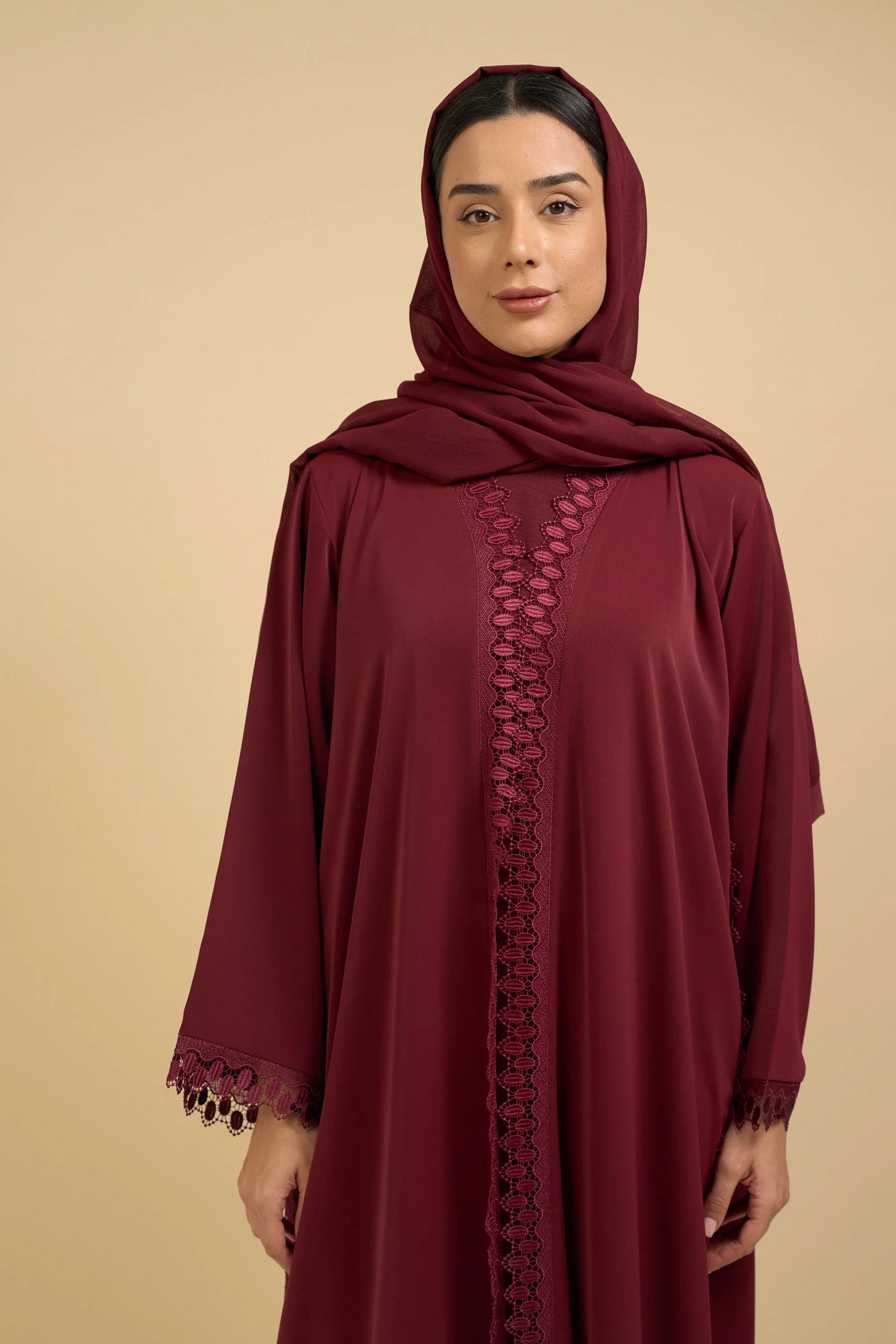 Crimson Elegance Abaya