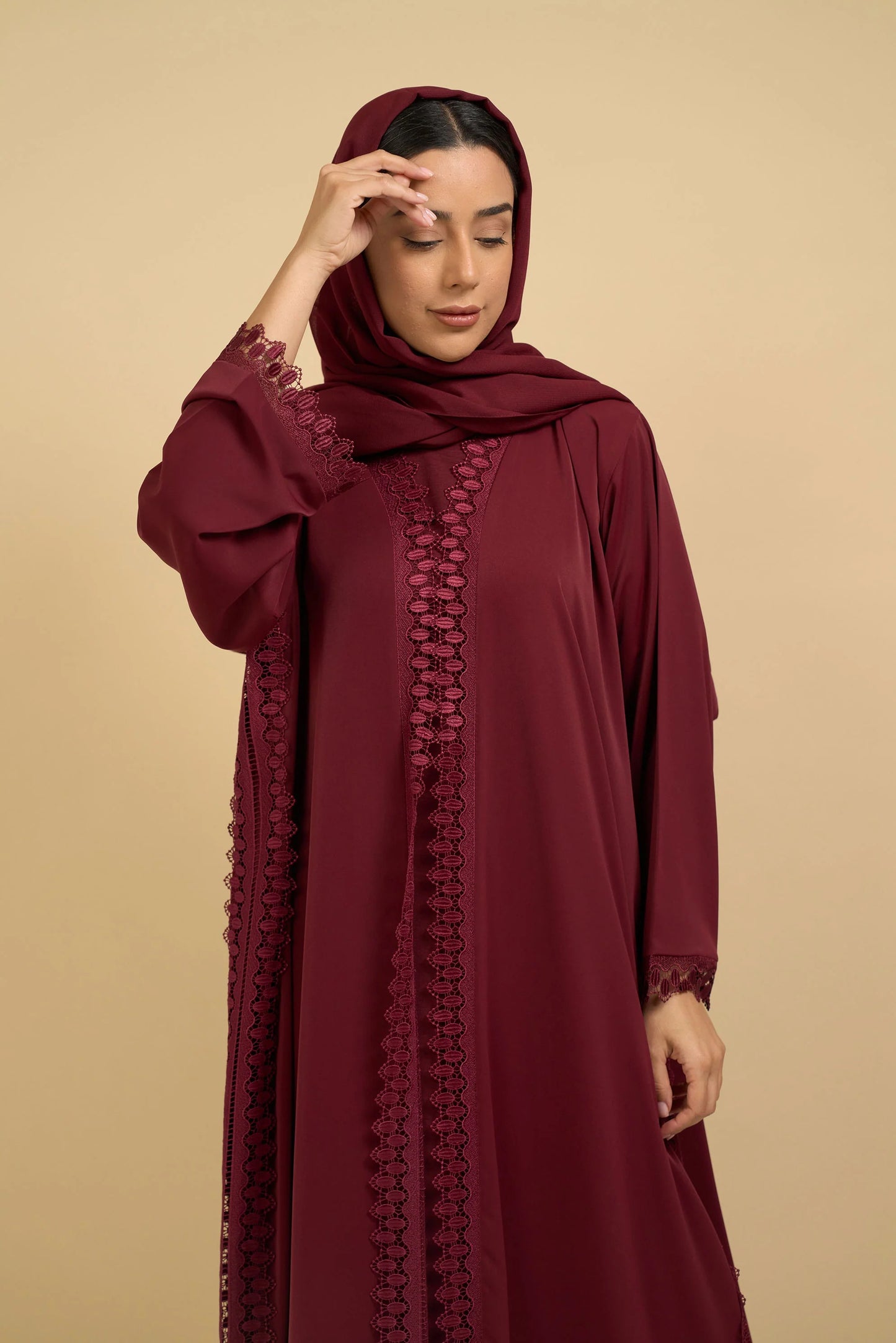 Crimson Elegance Abaya