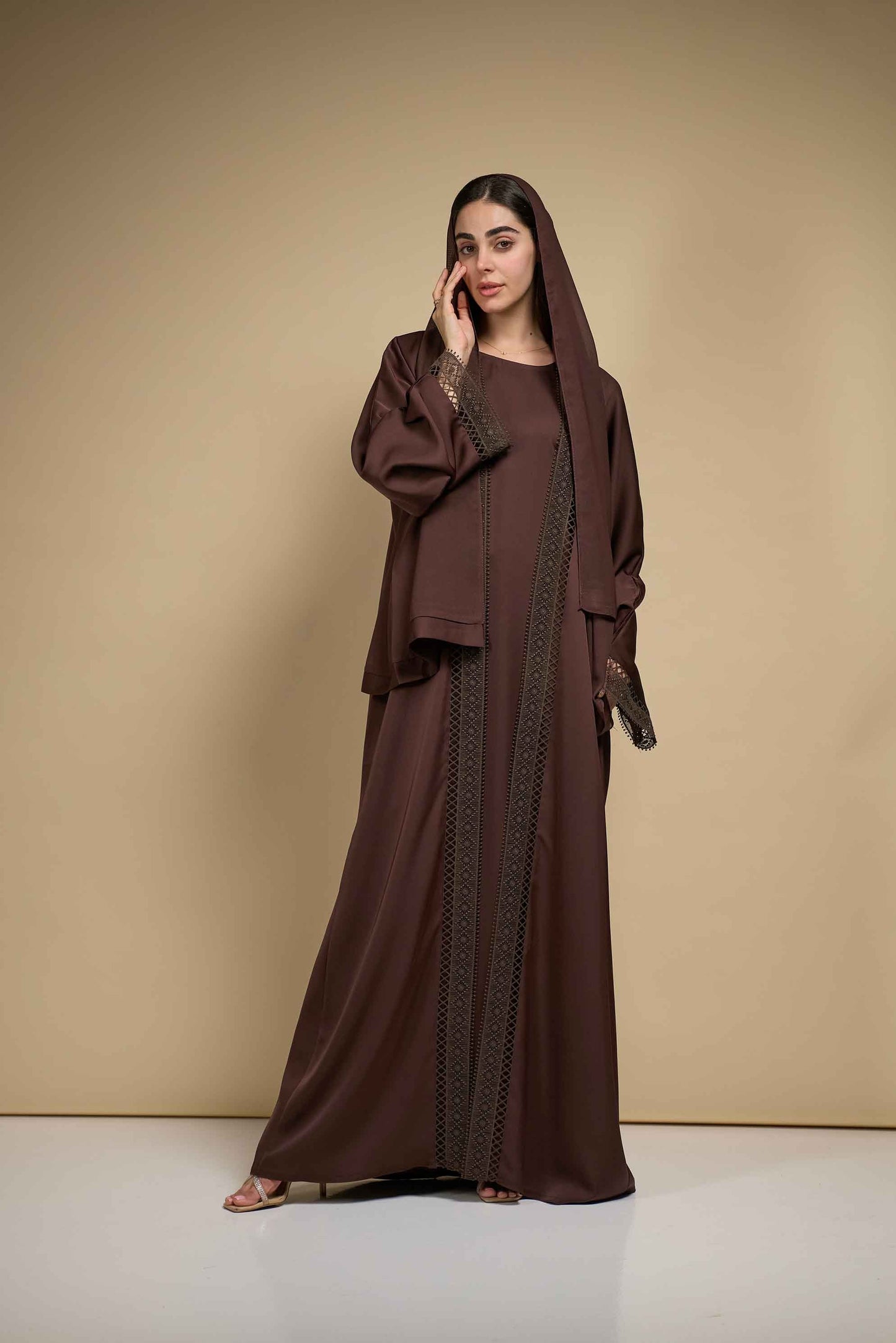 Mocha Lace Abaya