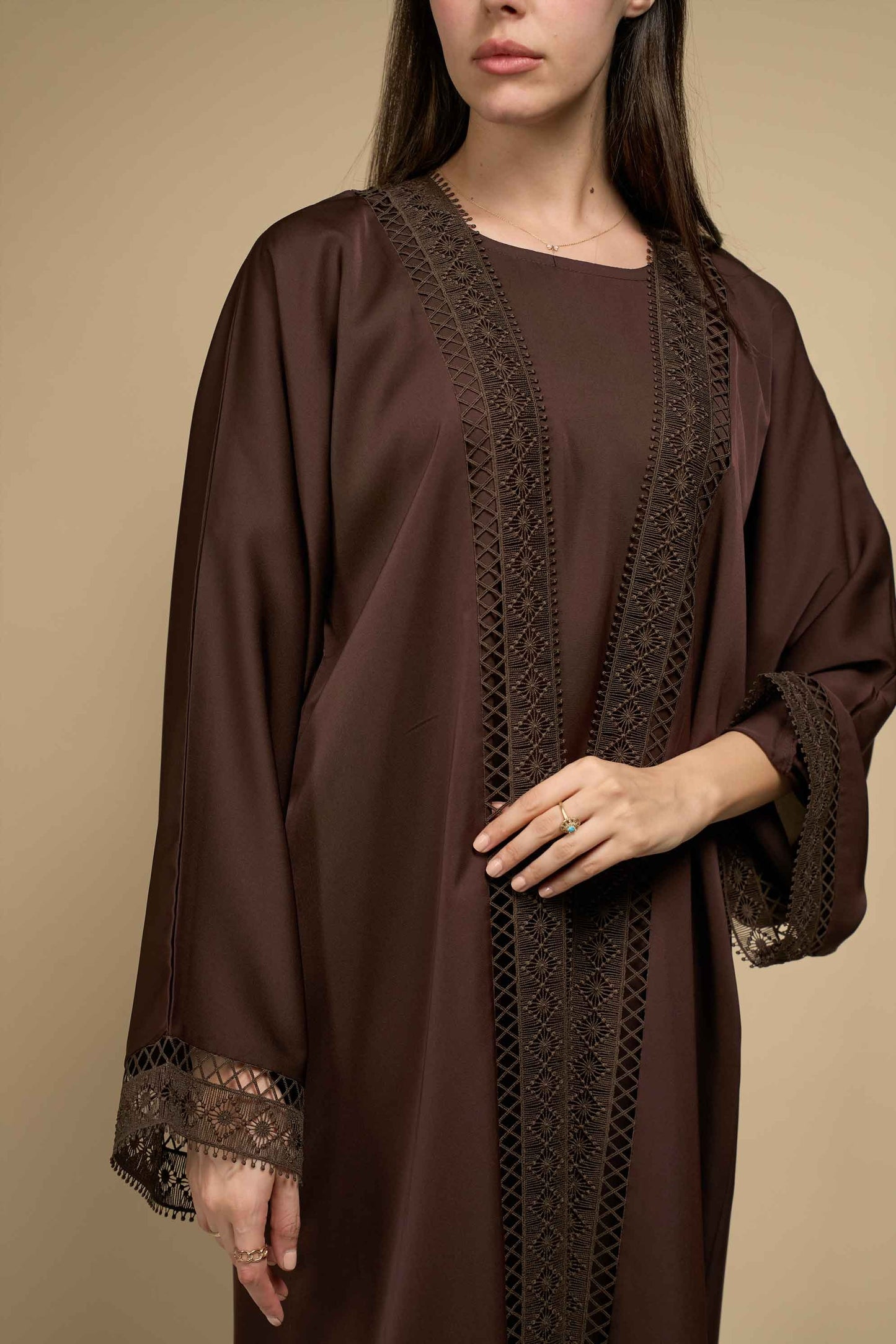 Mocha Lace Abaya