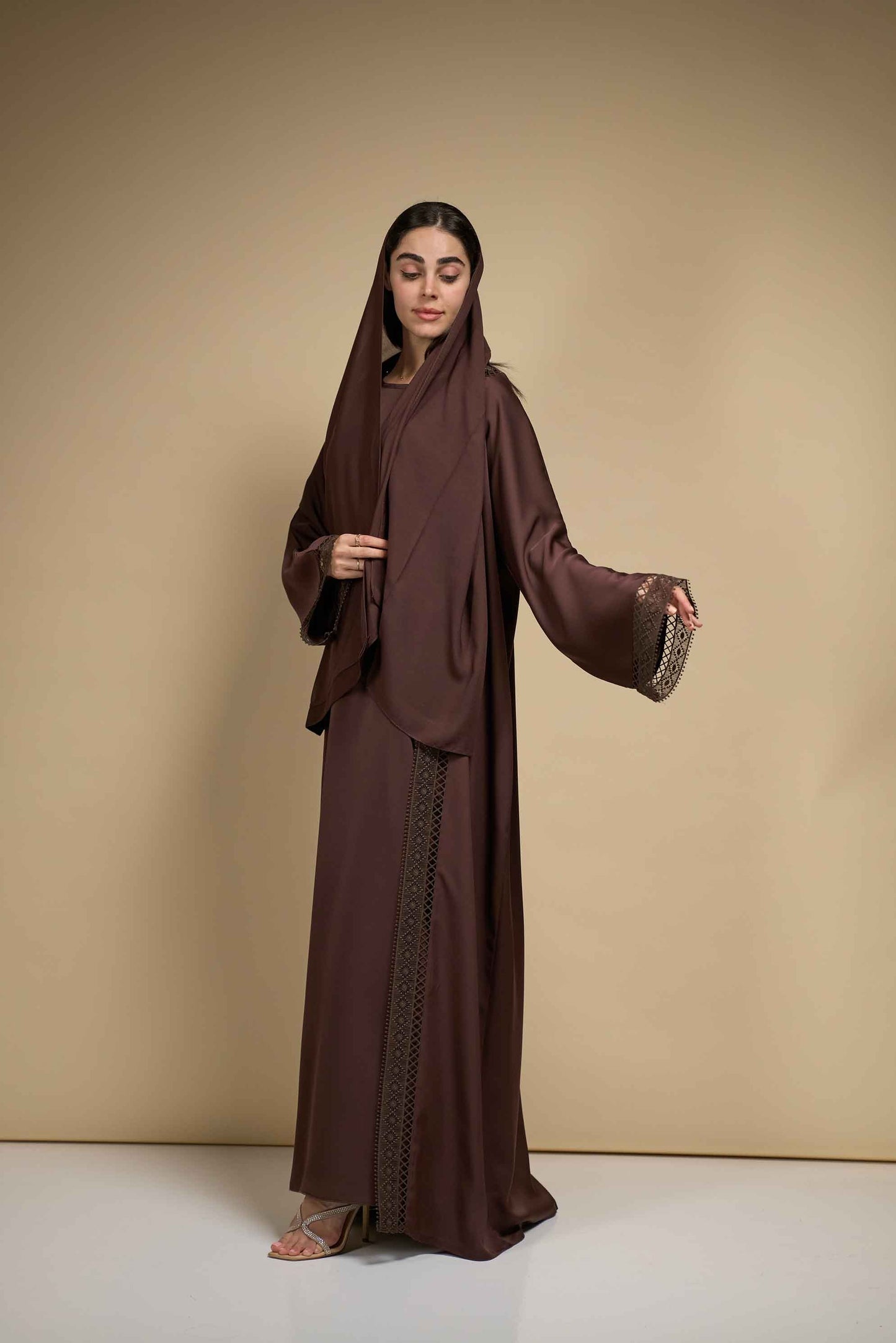 Mocha Lace Abaya